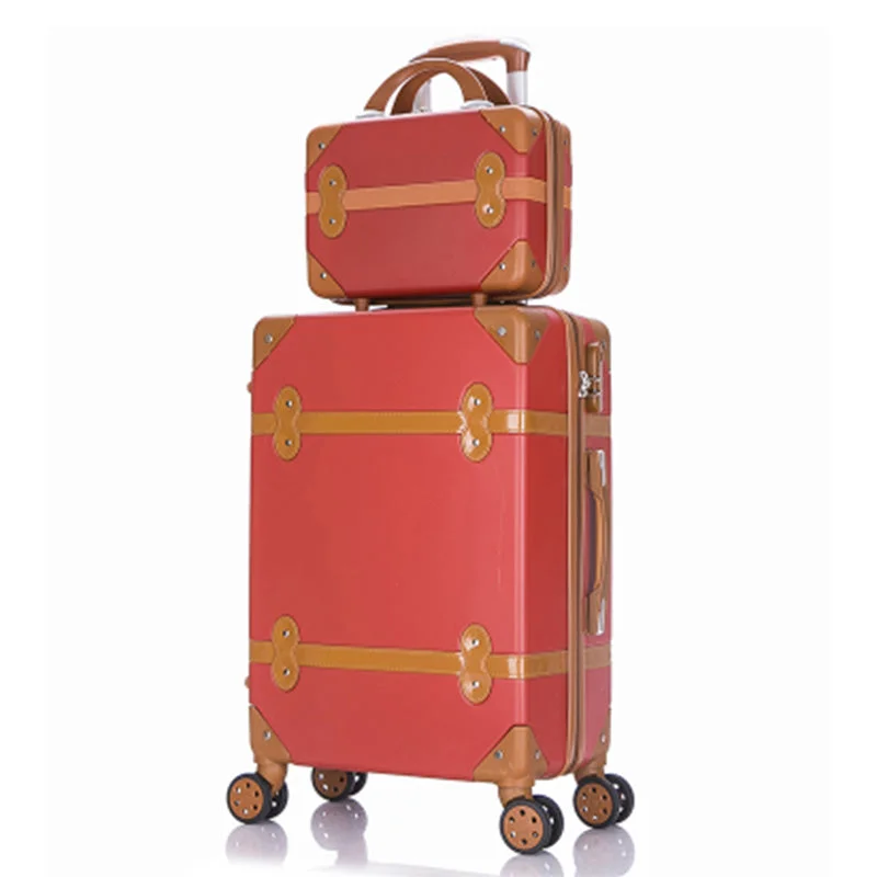 Travel Suitcase Set Rolling Luggage Trolley Case Travel Bag 24 Inch Retro Suitcase Wheels Women