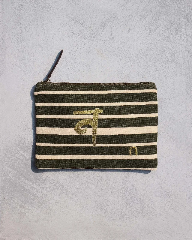 Alphabet N Pouch - Olive Night