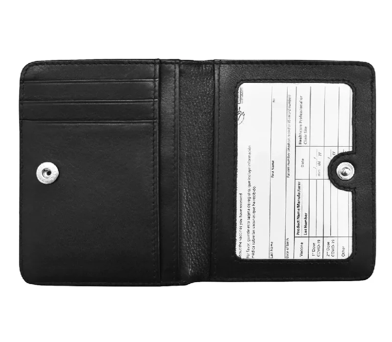 ili New York Vaccine Card Holder Leather Wallet (Black)