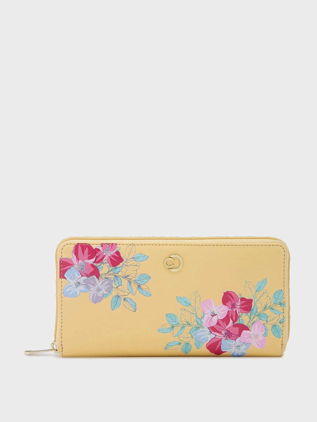 Caprese Shanaya Zip Around Printed Wallet Large Yellow