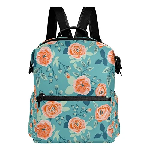 Colourlife Pink Roses Stylish Casual Shoulder Backpacks Laptop School Bags Travel Multipurpose