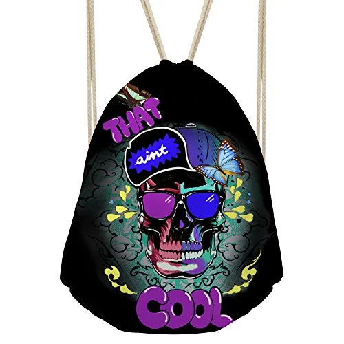 Bigcardesigns Drawstring Backpack Rucksack Shoulder Outdoor Sport Bag Skull