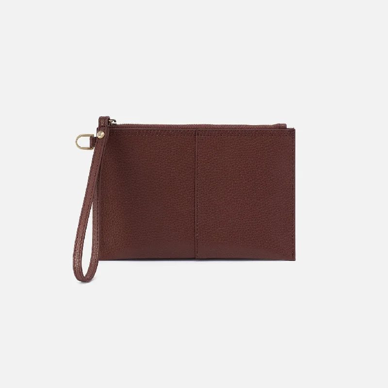 Vida Small Pouch In Micro Pebbled Leather - Chocolate