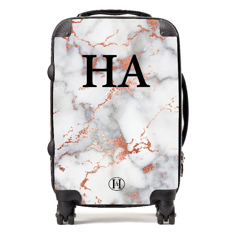 Personalised Printed Suitcase - Rose Gold Marble