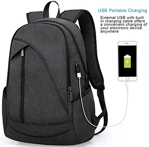 Ibagbar Water Resistant Laptop Backpack With Usb Charging Port Fits Up To 15.6-Inch Laptop And