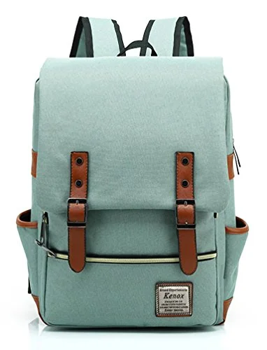 Kenox Vintage Laptop Backpack College Backpack School Bag Fits 15-Inch Laptop (Green1)