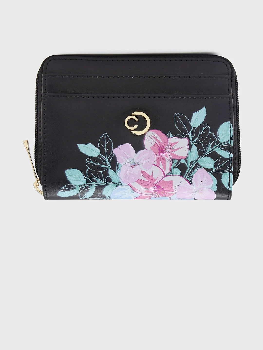 Caprese Shanaya Zip Around Printed Wallet Small Black